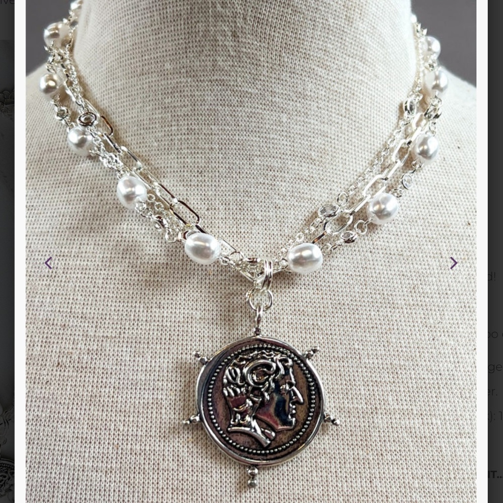 Boho “ Pamela “ Bohemian Three Strand Silver Necklace - Picture 4 of 4